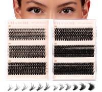 DOINEUFL 480 Pieces Cluster Lashes Kit 30-40-50-60-80-100D DIY Individual Eyelashes D Curl Durable Fluffy Russian Eyelashes Extensions for Girls and Women（8-16mm Mix) (30-100D(No tools))