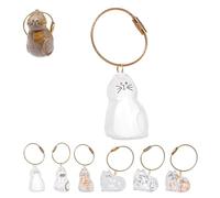 DOINEUFL Cat Fur Keepsake Keyring, Transparent Pet Fur Holder for Cat Memorial & Pet Remembrance, Lightweight Cat Keychain for Grieving Pet Owners, Bag & Key Decoration (Siamese cat)