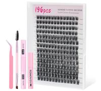 DOINEUFL Cluster Lashes Kit, Individual Eyelashes, 196Pcs DIY Lash Extenisons Kit 8-16MM D Curl, Lashes Individual Clusters, Reusable Wispy Cluster Lash Beginner Friendly for Daily Party (Tools)