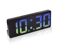 DOINEUFL Digital Alarm Clock with Dual Alarms, Large LED Bedside Clock for Bedrooms, Kids & Seniors, 5-Level Brightness, Snooze, Voice Control, 12/24h, Battery or USB Powered (Blue)