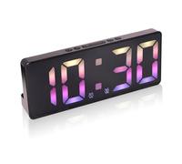 DOINEUFL Digital Alarm Clock with Dual Alarms, Large LED Bedside Clock for Bedrooms, Kids & Seniors, 5-Level Brightness, Snooze, Voice Control, 12/24h, Battery or USB Powered