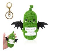 DOINEUFL Halloween Pocket Hug Pickles - Keychain Emotional Support Pickle Plush,Mini Positive Stuff, Small Graduation Good Luck Charm,Small Novelty Positive Gifts,Cute Funny Gift for Women/Girlfriend