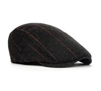 DOINEUFL Mens Flat Cap UK, Flat Caps for Men UK, Men's Flat Caps with Simple Design, Adjustable Newsboy Caps for Men, Grandad Hat in 55-59CM Black