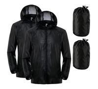 DOINEUFL Mens Waterproof Jacket Lightweight, Packable Rain Jacket Windbreaker, Pac a Mac Raincoat, Hooded Cagoule for Running Cycling Hiking Golf