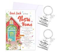 DOINEUFL New Home Gifts, Good Luck in Your New Home Card & Keyring 2025, House Warming Gifts for Couple, Friends & Family