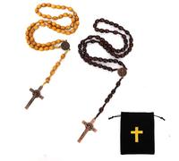 DOINEUFL Rosary Beads Catholic Men, 2 PCS Prayer Beads with Durable Crucifix, Mens Cross Necklace, Rosemary Beads Catholic Women for Christians, Communion, Baptism, Mass, Bible