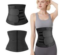 DOINEUFL Waist Trainer Women Body Shaper Adjustable Back Support Workout Belly Band Also Suitable for Men, Postpartum Belly Wrap,Sweat Belt for Weight Loss Women, Waist Trimmer Black