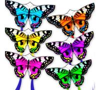 DoinFly Butterflys for Kids, Beautiful Kite Easy to Fly for Beginners with 328 ft Line & Line Winder (Tiger Spotted butterfly-6sets, 6)