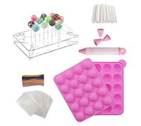 DoInFun Cake Pop Maker Kit, Silicone Cake Pop Mould, Lollipop Sticks, Treats Bag Kit, Decorating Pend Set, Acrylic Display Stand Holder
