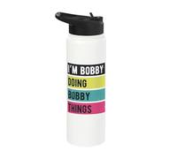 Doing Bobby Things Funny Personalized Names Retro Stainless Steel Insulated Water Bottle