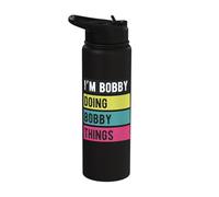 Doing Bobby Things Funny Personalized Names Retro Stainless Steel Insulated Water Bottle