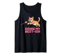 Doing My Best-ISH Funny Pixel Cat Meme Quirky Tank Top