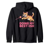 DOING MY BEST-ISH Funny Pixel Cat Meme Quirky Zip Hoodie