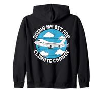 Doing My Bit For Climate Change, Airplane Plane Flying Funny Zip Hoodie