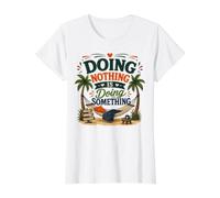 Doing Nothing is Doing Something Hammock Relaxation Value Graphic T-Shirt, Women, White, S