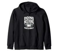 Doing Nothing Professionally Funny Lazy Frog Zip Hoodie