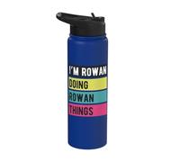 Doing Rowan Things Funny Personalized Names Retro Stainless Steel Insulated Water Bottle