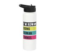 Doing Rowan Things Funny Personalized Names Retro Stainless Steel Insulated Water Bottle