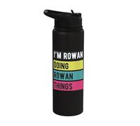 Doing Rowan Things Funny Personalized Names Retro Stainless Steel Insulated Water Bottle