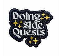 Doing Side Quests Patch 3 Inches Funny Fantasy Bookish Book Lover, Iron On/Sew On Embroidery Fabric Applique Patches for Backpack Army Hat, Dog Harness Military Uniforms Gifts for Mom Dad