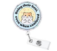 Doing Their Best, Even When Confused Funny Nurse Badge Reel, Cute Hamster Medical Retractable ID Badge Holder, Name Tag Badge Buddy for RN LPN MA CNA Nursing Students Teachers Doctors Office Workers