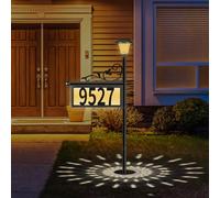 DoinMaster Metal Solar House Numbers Display Signs with Warm White & Cold White for Outside - 50 Customizable (from 0 to 9), Solar Address Signs for Yard, Weather-Resistant LED Illuminated Plaques