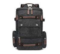DoIove 15.6 inch Canvas Laptop Backpack for Men Women, Casual Daypack for Work, Camping, Hiking, Vintage Travel Rucksack, Black