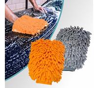 DoitEasy Microfibre Car Washing Mitts, 2x Microfibre Cloth Double Sided Anti Scratch Super Absorbent Bug Shifter Car Wash Gloves Noodle Glove for Lifting Dirt Lint-Free Streak-Free