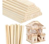 DOITEM 100 Pcs Natural Wooden Square Dowel Sticks - 5mm x 10cm/4 Inches - Unfinished Strong Wood Lollypop & Craft Stick - Rods for Art, DIY Projects & Woodcraft