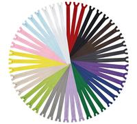 DOITEM 14 Inch Nylon Zippers 35cm Invisible Multicolor Nylon Coil Zipper Zips Zip for Sewing Crafts | Assorted 15 Colors | 45 Zippers/Pack (Multicolored, 35cm)