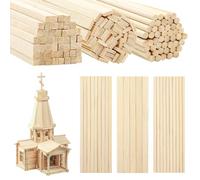 DOITEM 150 Pack Natural Bamboo Wooden Crafts Sticks Natural Wooden Square Dowel Sticks Unfinished Natural Wood Dowel Rods - 20cm/8 Inches - Wood Strips for Crafting Projects