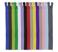 DOITEM 15pcs 50cm/20 Inch Invisible Multicolor Nylon Coil Zippers for Sewing and Crafts 15 Colors