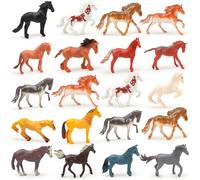 DOITEM 20PCS 5-9cm Tiny Horse Figurines Toy Set, Plastic Pony Small Foal Figures, Birthday Gift Cupcake Horse Cake Topper for Kids Toddlers