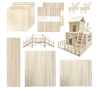 DOITEM 214 PCS Natural Wood Craft Lollipop Sticks Dowel Rods Balsa Wood Sheets Smooth Popsicle Art Stick Perfect for Craft Items