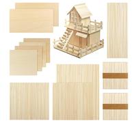 DOITEM 281 PCS Natural Wood Craft Lollipop Sticks Dowel Rods Basswood Sheets Smooth Popsicle Art Stick Square Dowel Sticks Perfect for Craft Items