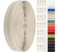 DOITEM #3 Nylon Coil Zippers by The Yard Bulk 10 Yards 9 Meters with 20pcs Zipper Sliders for DIY Sewing Tailor Craft Bag Garment Home Textile (Khaki, #3)