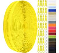 DOITEM #3 Nylon Coil Zippers by The Yard Bulk 12 Yards 11 Meters with 25pcs Zipper Sliders for DIY Sewing Tailor Craft Bag Garment Home Textile (Yellow, #3)
