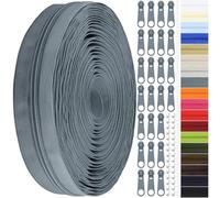 DOITEM #3 Nylon Coil Zippers by The Yard Bulk 12 Yards 11 Meters with 25pcs Zipper Sliders for DIY Sewing Tailor Craft Bag Garment Home Textile (Dark Gray, #3)