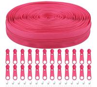 DOITEM #3 Nylon Coil Zippers by The Yard Bulk 12 Yards 11 Meters with 25pcs Zipper Sliders for DIY Sewing Tailor Craft Bag Garment Home Textile (Rose Red, #3)