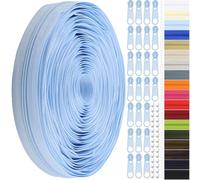 DOITEM #3 Nylon Coil Zippers by The Yard Bulk 12 Yards 11 Meters with 25pcs Zipper Sliders for DIY Sewing Tailor Craft Bag Garment Home Textile (Light Blue, #3)