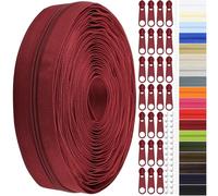 DOITEM #3 Nylon Coil Zippers by The Yard Bulk 12 Yards 11 Meters with 25pcs Zipper Sliders for DIY Sewing Tailor Craft Bag Garment Home Textile (Burgundy, #3)