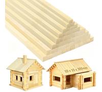 DOITEM 35 Pcs Natural Wooden Square Dowel Sticks - 10mm x 10mm x 30cm/12 Inches - Extra Long Unfinished Strong Wood Lollypop & Craft Stick - Rods for Art, DIY Projects & Woodcraft