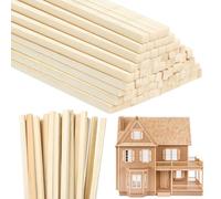 DOITEM 42 Pack Natural Wooden Square Dowel Sticks - 5mm x 30cm/12 Inches - Extra Long Unfinished Strong Wood Lollypop & Craft Stick - Rods for Art, DIY Projects & Woodcraft