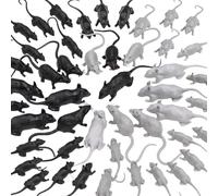 DOITEM 46 Pcs Plastic Fake Rat Plastic Mouse Toys Decorations Realistic Pranks Rats Simulated Small Mouse Mice Toys for April Fools Day Halloween Prank Party Supplies