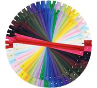 DOITEM 48pcs 6 Inch 10 Inch Zippers Sewing 15cm 25cm Nylon Coil Colorful Zippers Zips Zip Sewing Crafts 24 Assorted Colors (Multicoloured, 15cm 25cm)