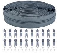DOITEM #5 Nylon Coil Zippers by The Yard Bulk 10 Yards 9 Meters with 20pcs Zipper Sliders for DIY Sewing Tailor Craft Bag Garment Home Textile (Dark Gray, #5)