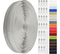 DOITEM #5 Nylon Coil Zippers by The Yard Bulk 10 Yards 9 Meters with 20pcs Zipper Sliders for DIY Sewing Tailor Craft Bag Garment Home Textile (Grey, #3)