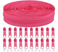 DOITEM #5 Nylon Coil Zippers by The Yard Bulk 10 Yards 9 Meters with 20pcs Zipper Sliders for DIY Sewing Tailor Craft Bag Garment Home Textile (Rose Red, #5)