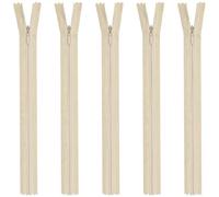 DOITEM 5pcs 35cm/14 Inch Invisible Multicolor Nylon Coil Zippers for Sewing and Crafts, Beige