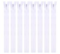 DOITEM 5pcs 35cm/14 Inch Invisible Multicolor Nylon Coil Zippers for Sewing and Crafts, White